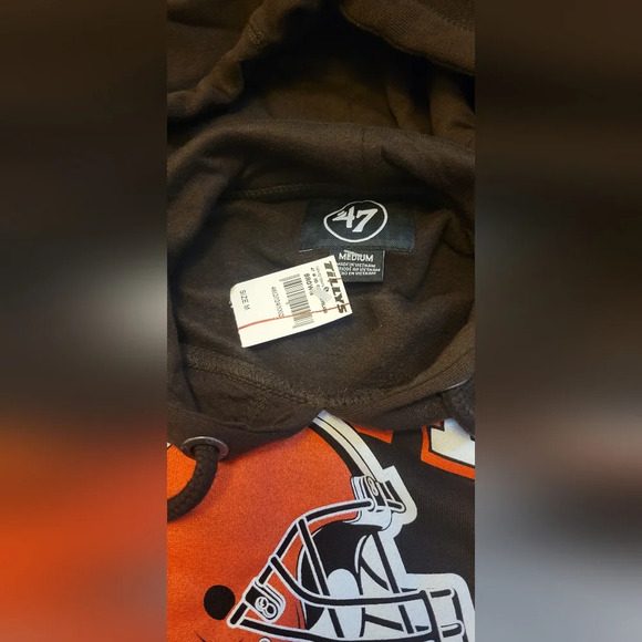 NWT Cleveland Browns '47 Brand Block Logo NFL Official Hoodie Size Medium - Picture 10 of 14